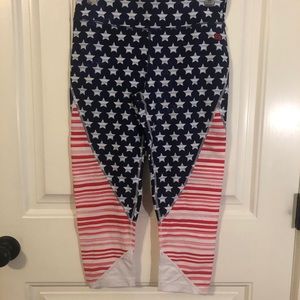 Red white blue crop leggings